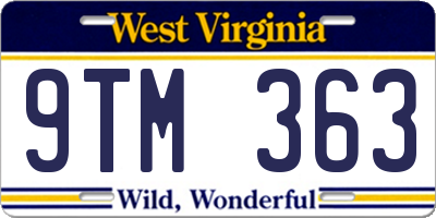 WV license plate 9TM363