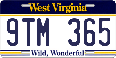 WV license plate 9TM365