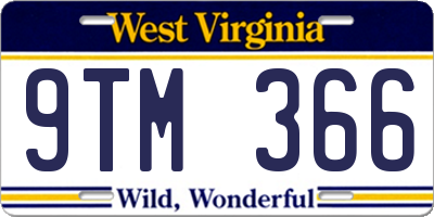 WV license plate 9TM366