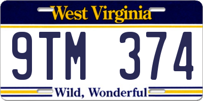 WV license plate 9TM374