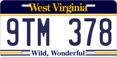WV license plate 9TM378