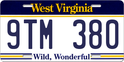 WV license plate 9TM380