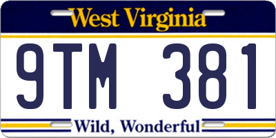 WV license plate 9TM381