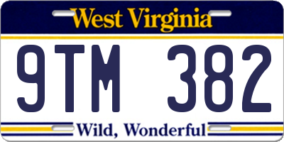 WV license plate 9TM382