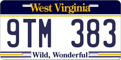 WV license plate 9TM383