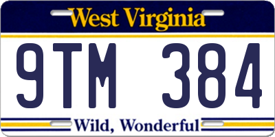 WV license plate 9TM384