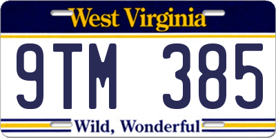 WV license plate 9TM385