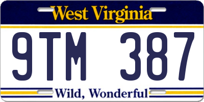 WV license plate 9TM387