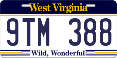 WV license plate 9TM388