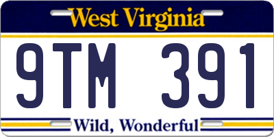 WV license plate 9TM391