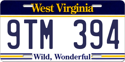 WV license plate 9TM394