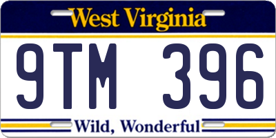 WV license plate 9TM396