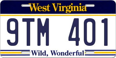WV license plate 9TM401