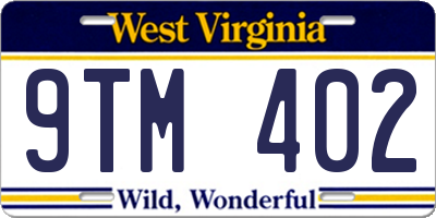 WV license plate 9TM402