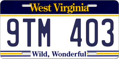 WV license plate 9TM403