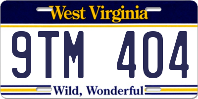 WV license plate 9TM404