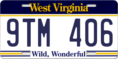 WV license plate 9TM406