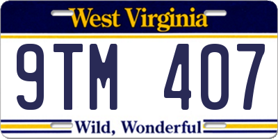 WV license plate 9TM407