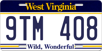 WV license plate 9TM408