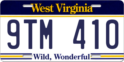 WV license plate 9TM410
