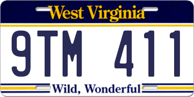 WV license plate 9TM411