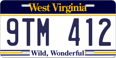 WV license plate 9TM412