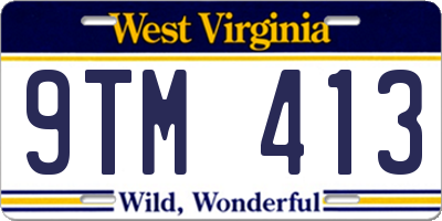 WV license plate 9TM413