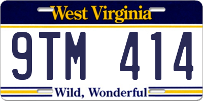 WV license plate 9TM414