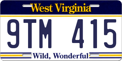 WV license plate 9TM415