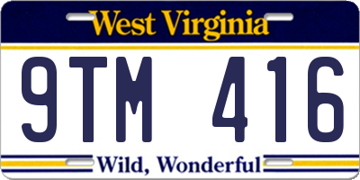 WV license plate 9TM416