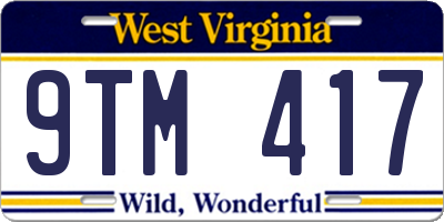 WV license plate 9TM417