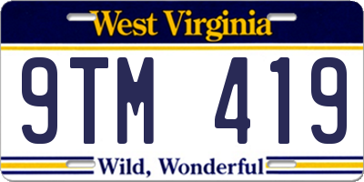 WV license plate 9TM419
