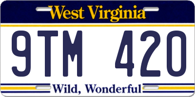 WV license plate 9TM420