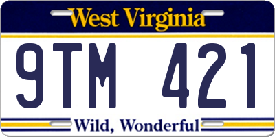 WV license plate 9TM421