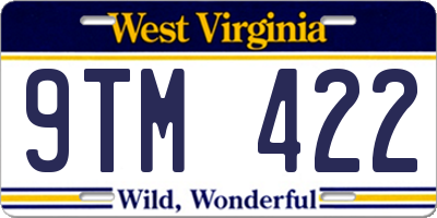 WV license plate 9TM422