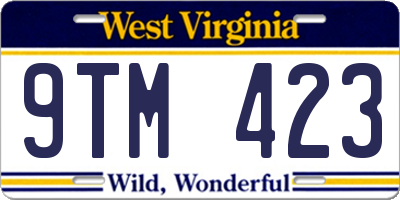 WV license plate 9TM423