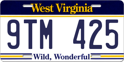 WV license plate 9TM425