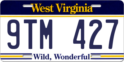 WV license plate 9TM427