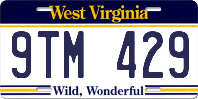 WV license plate 9TM429