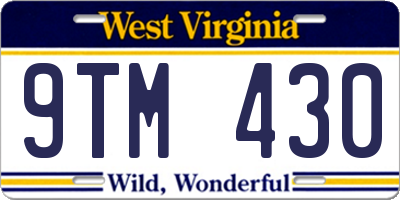 WV license plate 9TM430