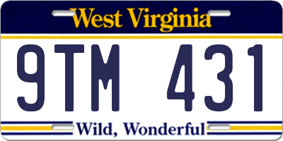 WV license plate 9TM431