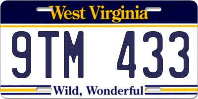 WV license plate 9TM433