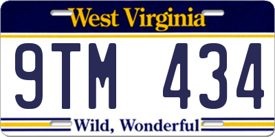WV license plate 9TM434