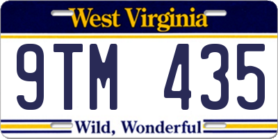 WV license plate 9TM435