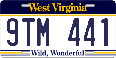 WV license plate 9TM441
