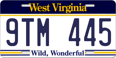 WV license plate 9TM445