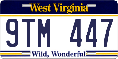 WV license plate 9TM447