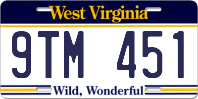 WV license plate 9TM451