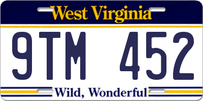 WV license plate 9TM452