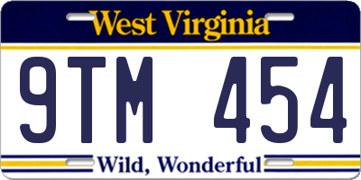WV license plate 9TM454